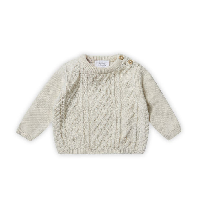 Stellou & Friends 100% Cotton Unisex Cable Knit Sweater for Babies and Children Ages 0-6 Years