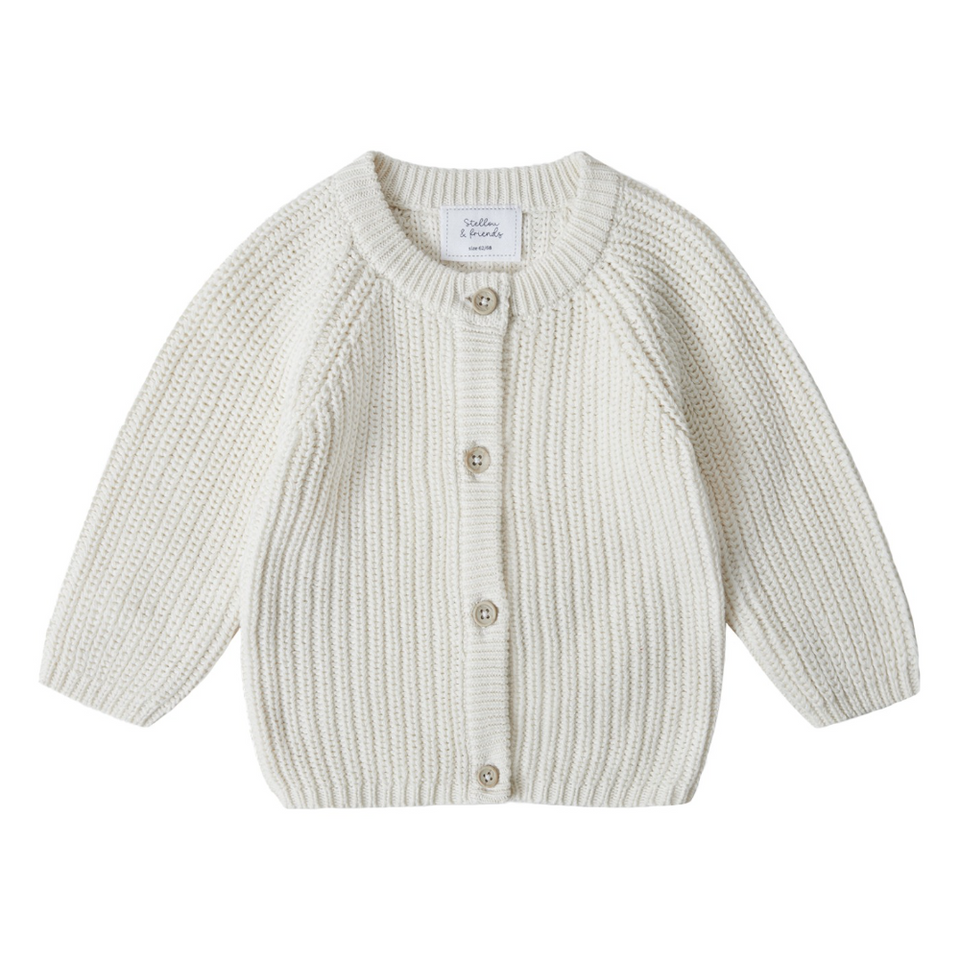 100% WOOL CABLE-KNIT CARDIGAN - Gray